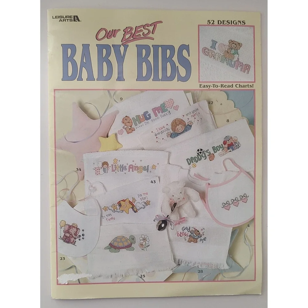 Leisure Arts OUR BEST BABY BIBS Cross Stitch Pattern Booklet No. 3272 M59